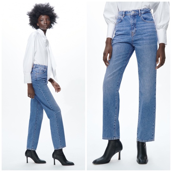 🏷️ SOLD •ZARA •  Super High Rise Straight Leg Z1975 Jeans • 10 - Picture 2 of 15
